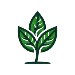 Stylized green leaves forming a tree silhouette on a white background, symbolizing nature and growth