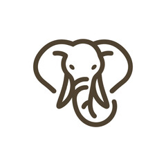 Simple line drawing of an elephant's head, showcasing its features in a minimalist style