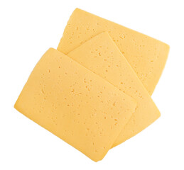 sliced cheese isolated, top view