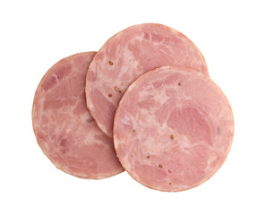 round piece of ham isolated