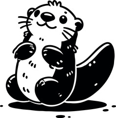  Otter Silhouette Art Print for Wildlife Enthusiasts and Nature Inspired Wall Decor.