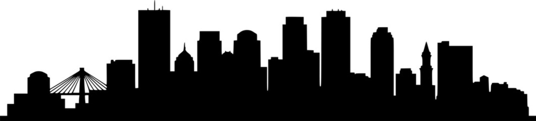 boston city skyline line art silhouette vector illustration

