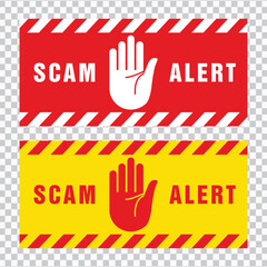 SCAM Alert Signs and Caution Badges – Warning Vector Icon Set