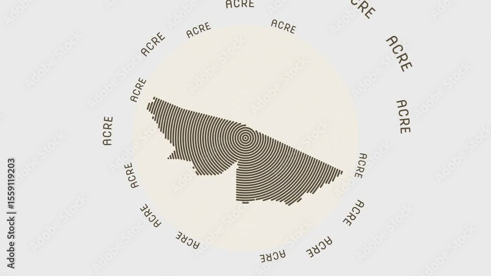 Poster acre shape with dynamic circles visual effect. animation of acre logo appearing from rotating rings 