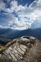 Vestiges of the Austro-Hungarian observatory of the Great War on the top of Mount Corno Battisti. Pasubio, Trambileno, Trentino, Italy.