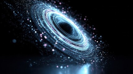 Glowing concentric rings with data particles and iris scan effect