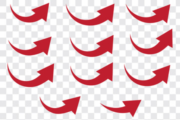 Curve Arrow up icons. Set of curve, Growth and rise increase arrows. Right and Left Vector up arrows. Arrow icon. Modern simple arrows. Set of arrows. Vector illustration.