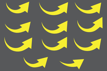 Curve Arrow up icons. Set of curve, Growth and rise increase arrows. Right and Left Vector up arrows. Arrow icon. Modern simple arrows. Set of arrows. Vector illustration.