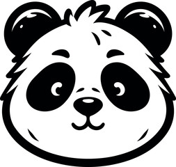 Cute panda head illustration in cartoon style,  Panda Silhouette for Cosmic Themed Gifts and Digital