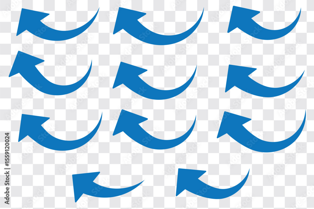 Poster curve arrow up icons. set of curve, growth and rise increase arrows. right and left vector up arrows