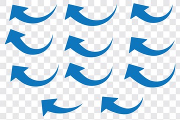 Curve Arrow up icons. Set of curve, Growth and rise increase arrows. Right and Left Vector up arrows. Arrow icon. Modern simple arrows. Set of arrows. Vector illustration.