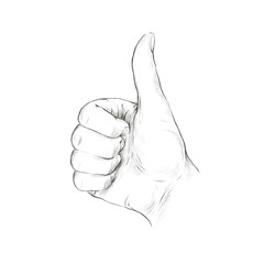 Pencil drawing human hands. Drawing lessons. thumbs up gesture,the palm of a person