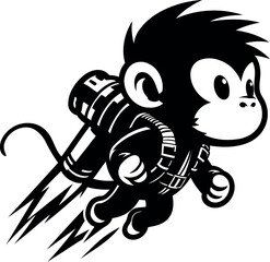 Unique Monkey in Space Silhouette Design for Sci Fi Lovers and Creative Wall Art.