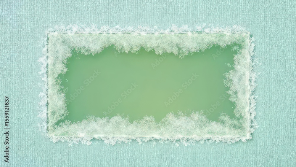 Poster snowy frame design: a stunning snowy frame with a pristine, ethereal aesthetic, adding a touch of wi