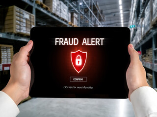 Cyber security software show alert of cyber attack for protection snugly. Danger from virus,...