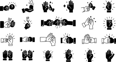 Fist bump icons set. Set of fist bump icons representing greetings, camaraderie, and success
