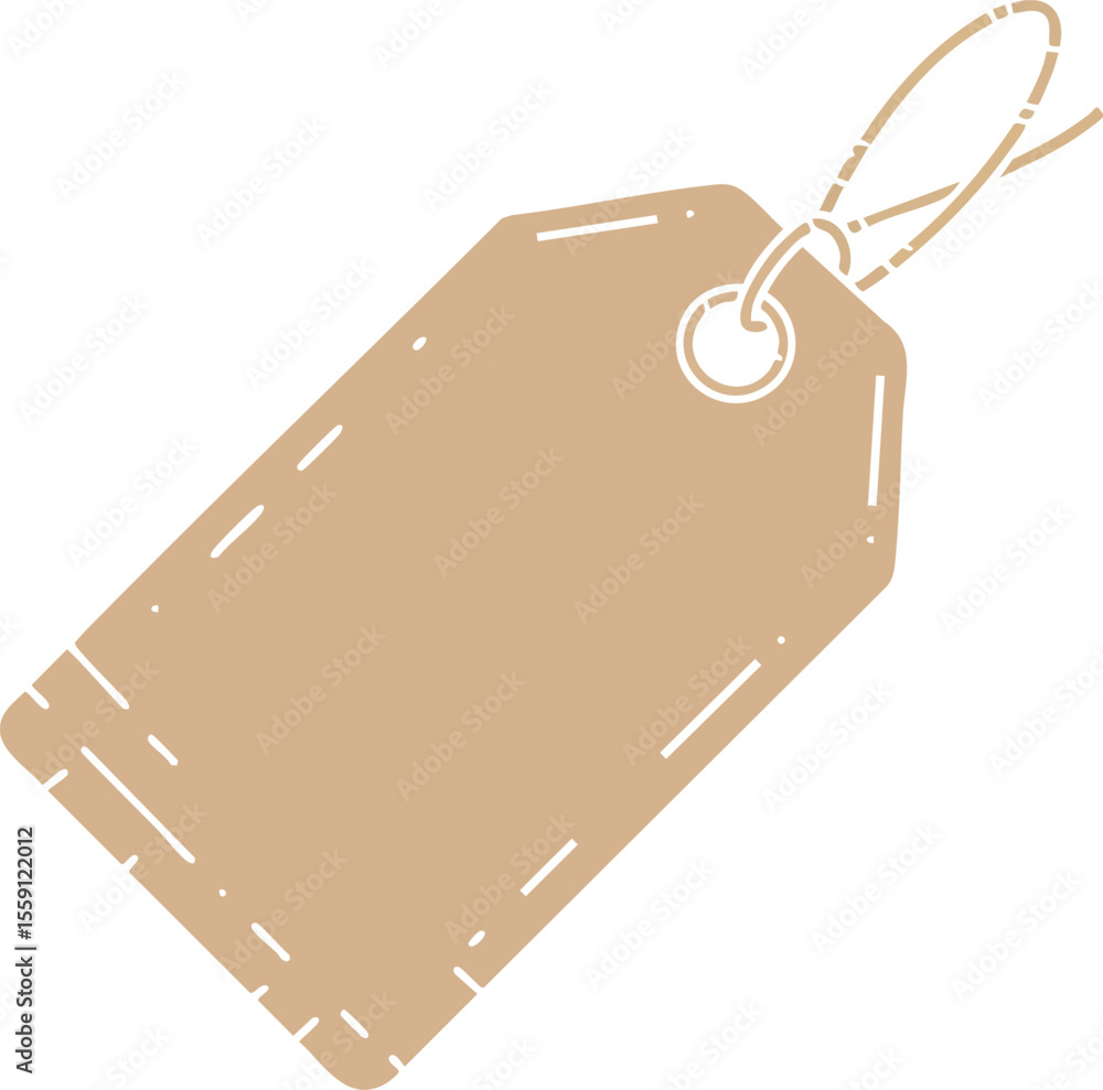 Poster blank beige tag with string vector design for labeling and price marking in retail and packaging app