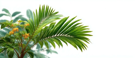 Obraz premium Tropical Palm Leaves Close-Up Against White Background
