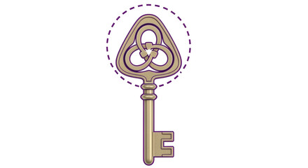 Isolated Ornate Antique Gold Key