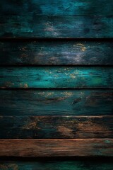 Obraz premium Textured Vintage Teal and Brown Wooden Planks Background