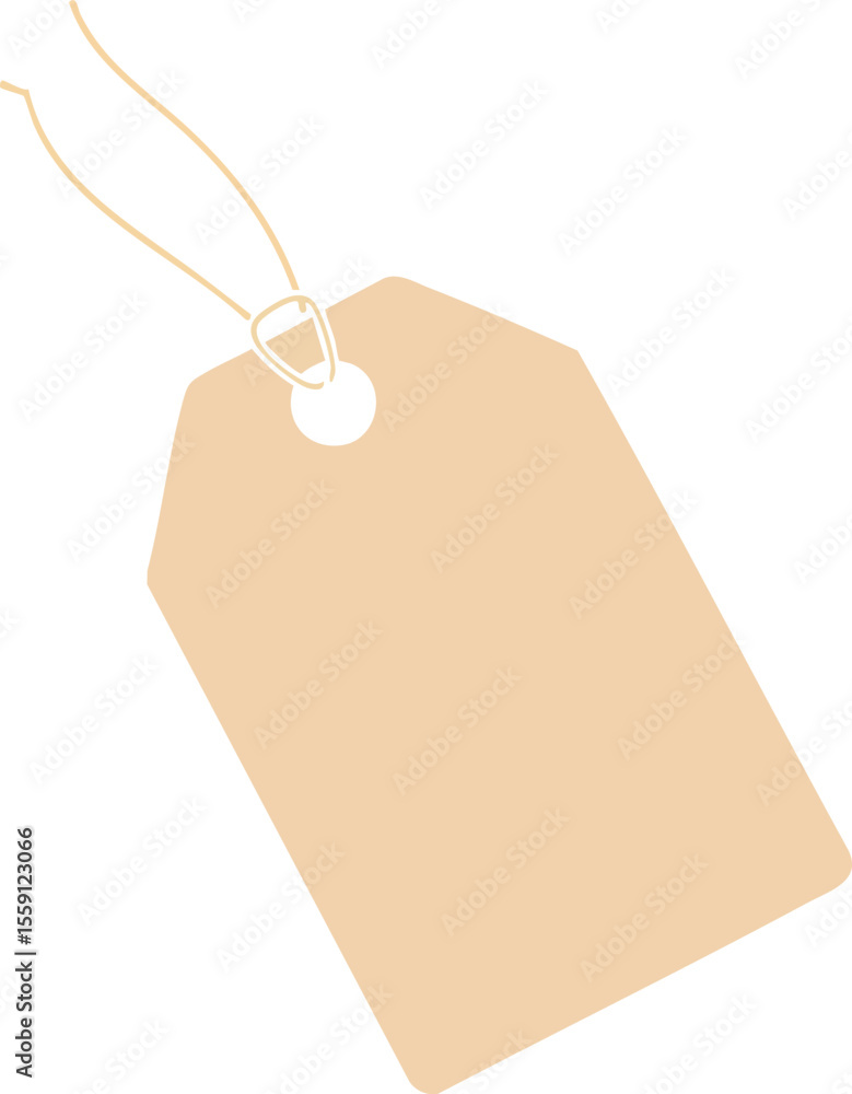 Poster beige blank price tag with string hanging isolated on white background vector illustration for label