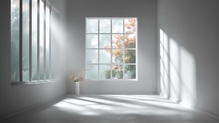 Fototapeta premium Modern Minimalist Interior Design with Large Window