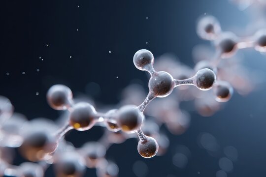 3D render of molecular structures floating in a digital grid environment