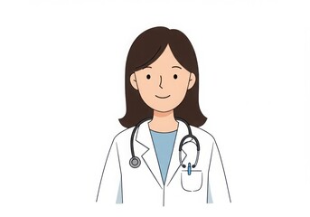 Fototapeta premium Illustration of a female doctor with stethoscope