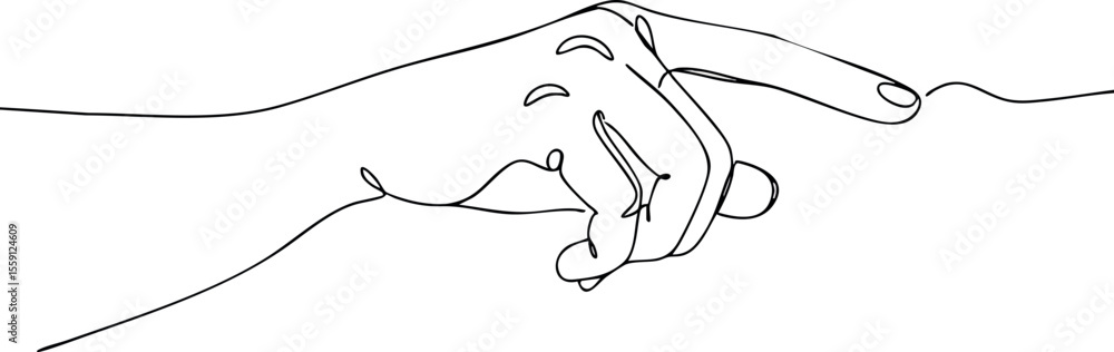 Poster minimalist continuous line drawing of pointing hand gesture vector illustration
