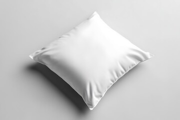Square White Pillow Isolated on White Background, Closeup Minimalist Textile