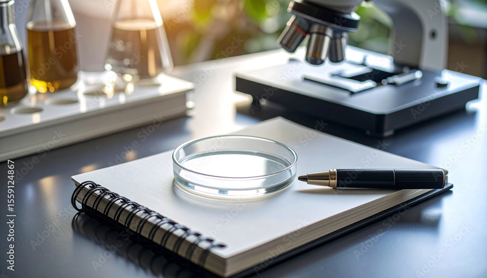 Poster scientific study: a close-up view of a laboratory setting showcasing a scientific study with a micro