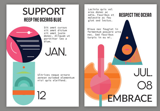 Flyer A4 Abstract Futuristic Shape Flat Colors