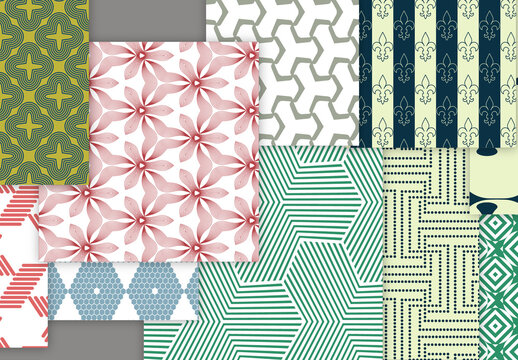 Collection of seamless geometric minimalistic patterns