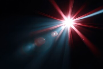Bright lens flare light effect over black background, perfect overlay