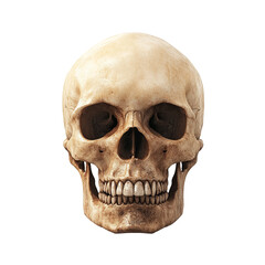 Obraz premium Human skull front view on black background anatomical study