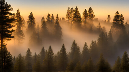 Misty Forest at Sunrise