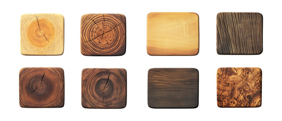 Pack Collection Texture Variety Eight Square Brown and Beige Tone Samples set against transparent background