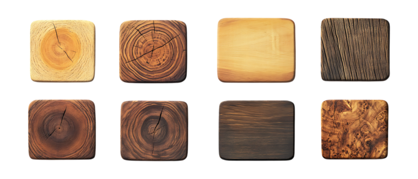 Pack Collection Texture Variety Eight Square Brown and Beige Tone Samples set against transparent background