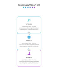 Naklejka premium Vertical progress bar featuring 3 arrow-shaped elements, symbolizing the three stages of business strategy and progression. Clean timeline infographic design template. Vector for mobile presentation.