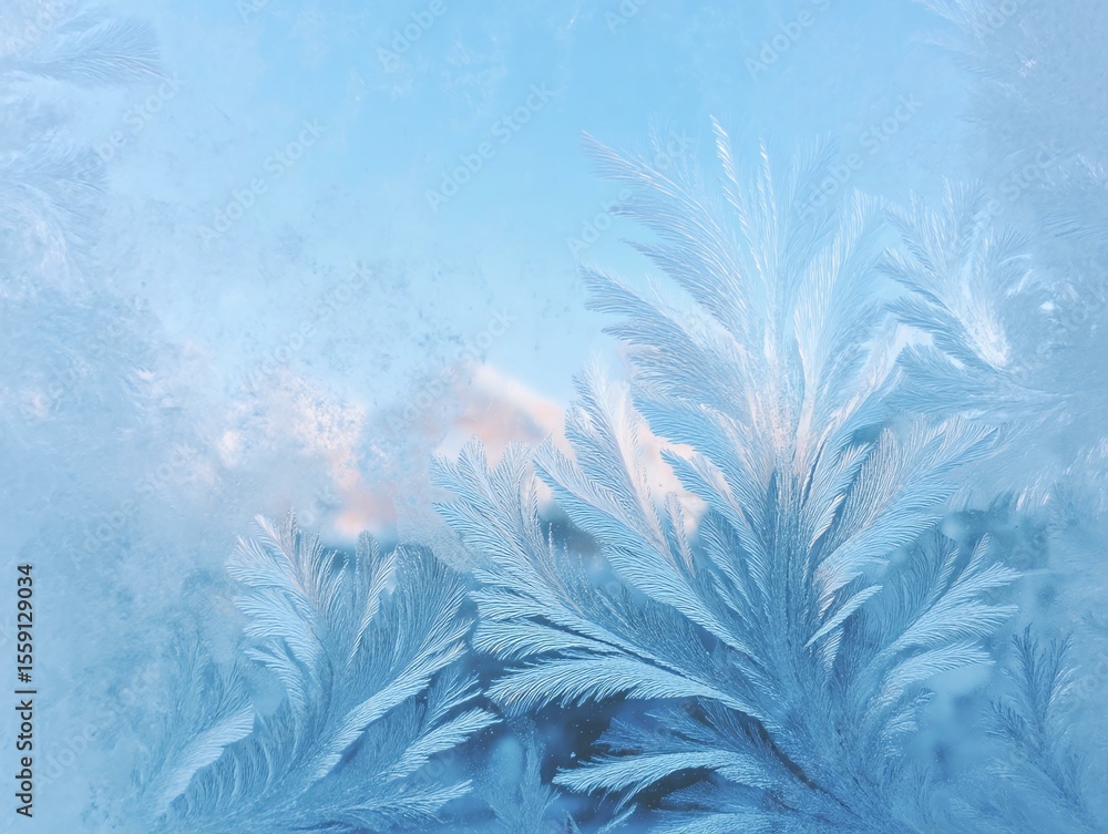 Poster frozen frost patterns on a window