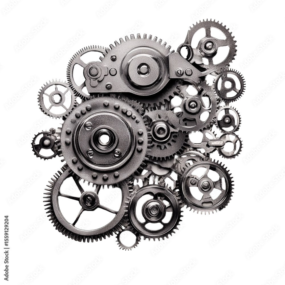 Poster intricate metal gears system clockwork mechanism intricate design