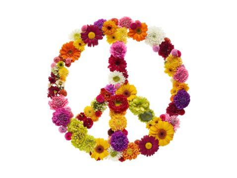 Flower peace symbol isolated on transparent or white background, png - Powered by Adobe