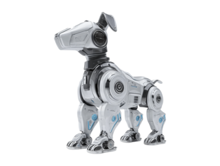 Futuristic robot dog 3d illustration isolated on transparent or white background, png