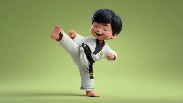 Cartoon child in a martial arts pose