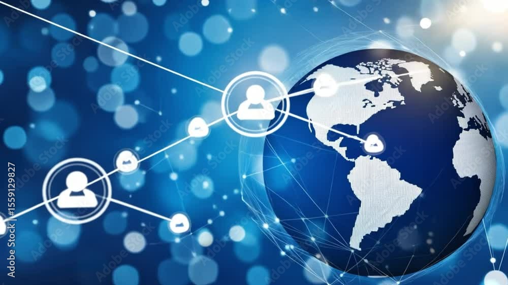 Poster global network connection: a visual representation of worldwide digital interconnectivity