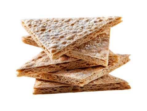 Swedish crispbread cracker stack isolated on transparent or white background, png - Powered by Adobe