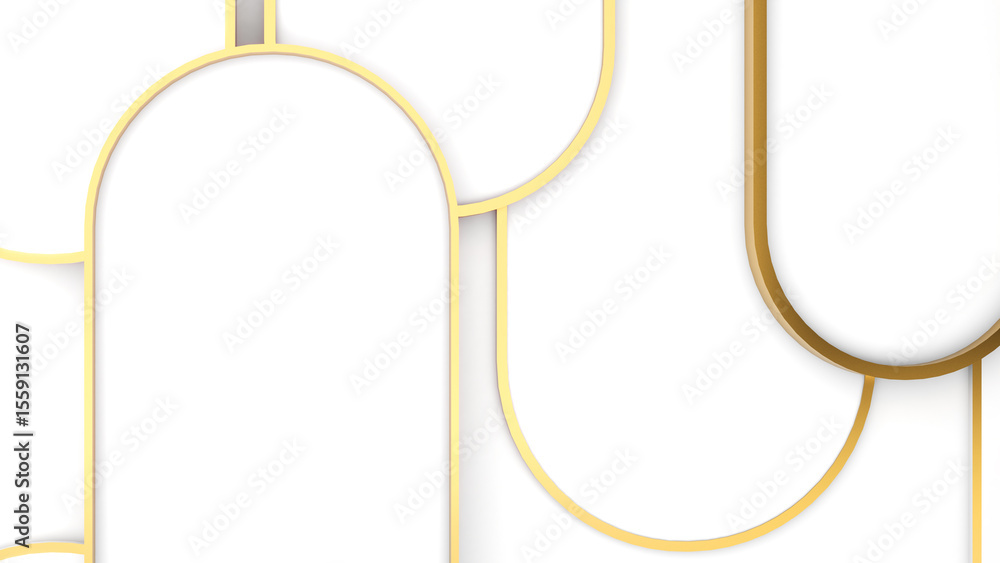 Poster abstract geometric background elegant white and gold curved square use in graphics or background ima