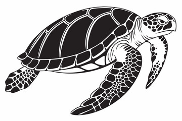 loggerhead turtle sihouette black vector