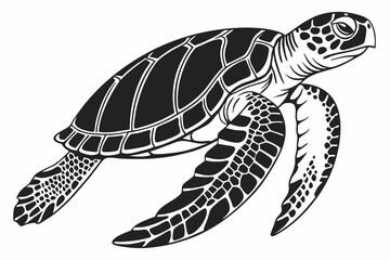 loggerhead turtle sihouette black vector