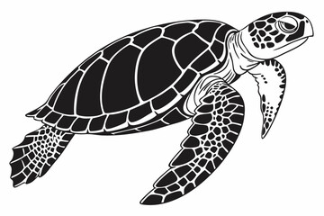 loggerhead turtle sihouette black vector
